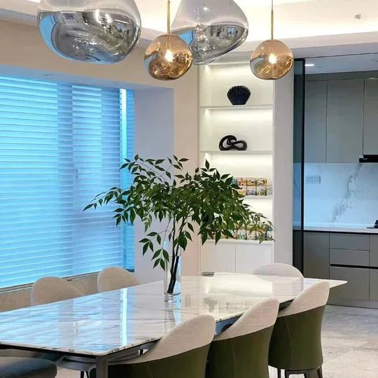 Modern Rock Glass Special Shape Pendant Lighting - D7.87''GoldWarm LightBlushlighting