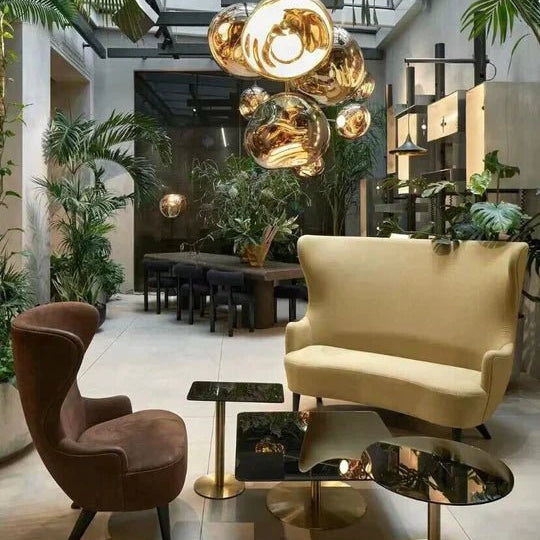 Modern Rock Glass Special Shape Pendant Lighting - D7.87''GoldWarm LightBlushlighting