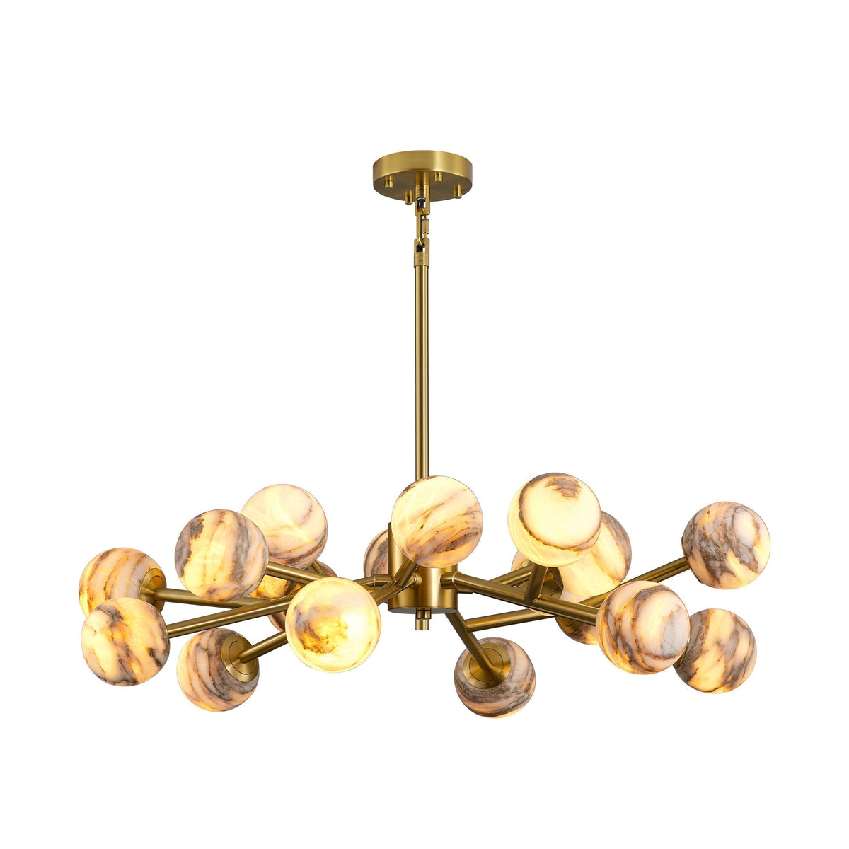 Modern Round Alabaster Chandelier - D800-31.5"L × 31.5"W × 8.5"HBlushlighting