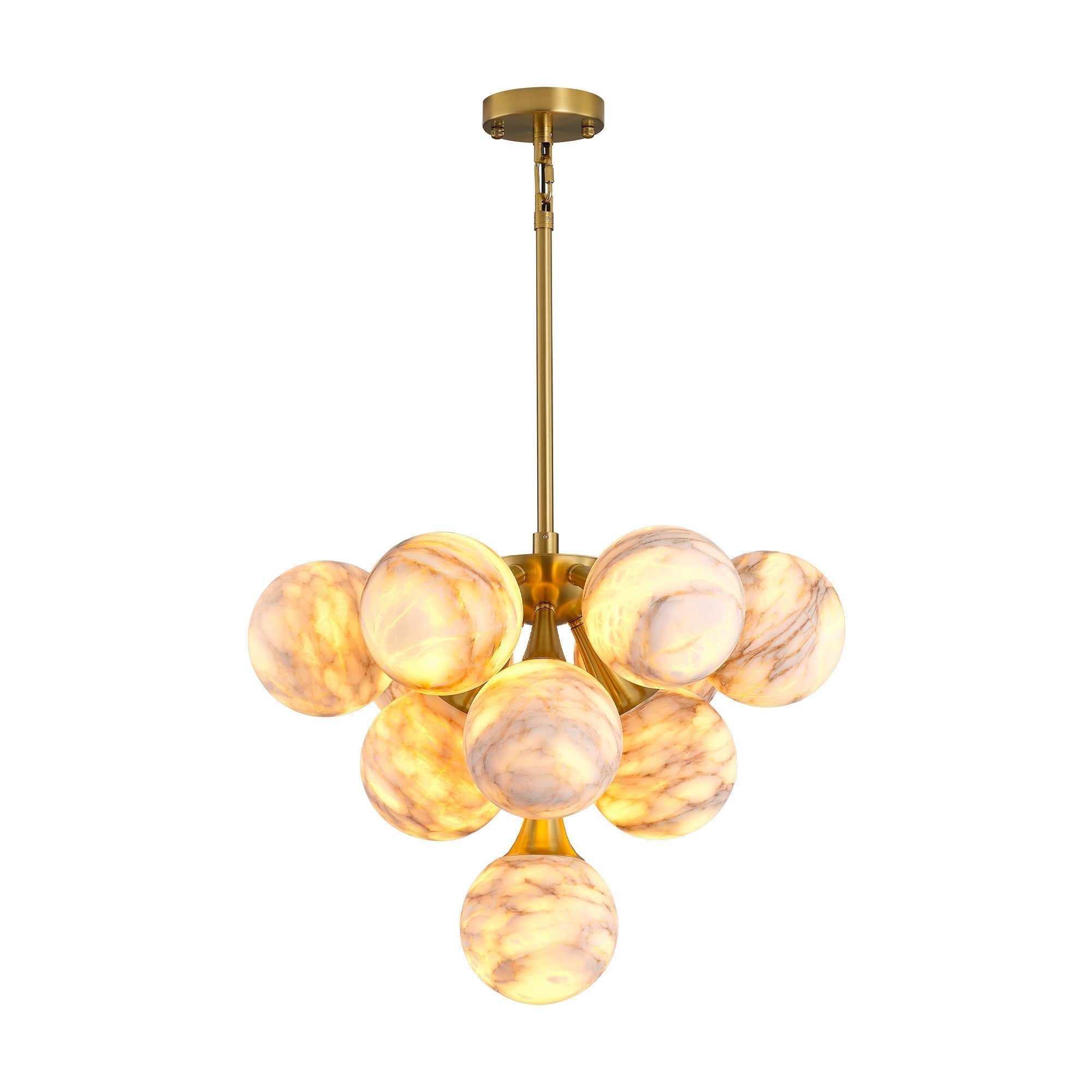 Modern Round Alabaster Chandelier - D560-21.5"L × 15"W × 21"HBlushlighting