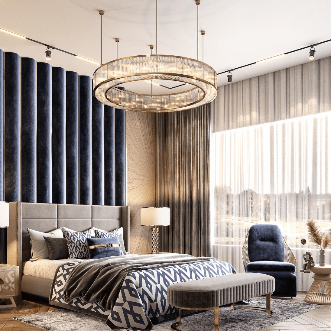 Modern Round Drum Dimmable Chandelier for Living Room/Bedroom - D31.5"*H10"Blushlighting