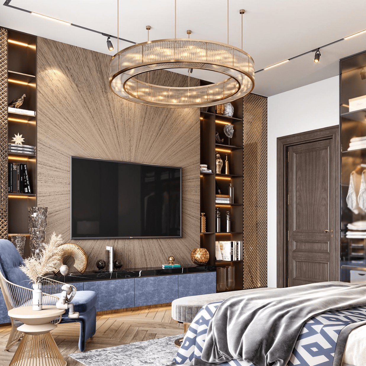 Modern Round Drum Dimmable Chandelier for Living Room/Bedroom - D31.5"*H10"Blushlighting
