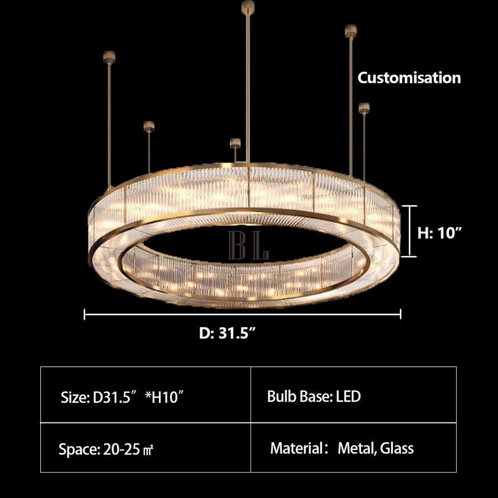 Modern Round Drum Dimmable Chandelier for Living Room/Bedroom - D31.5"*H10"Blushlighting