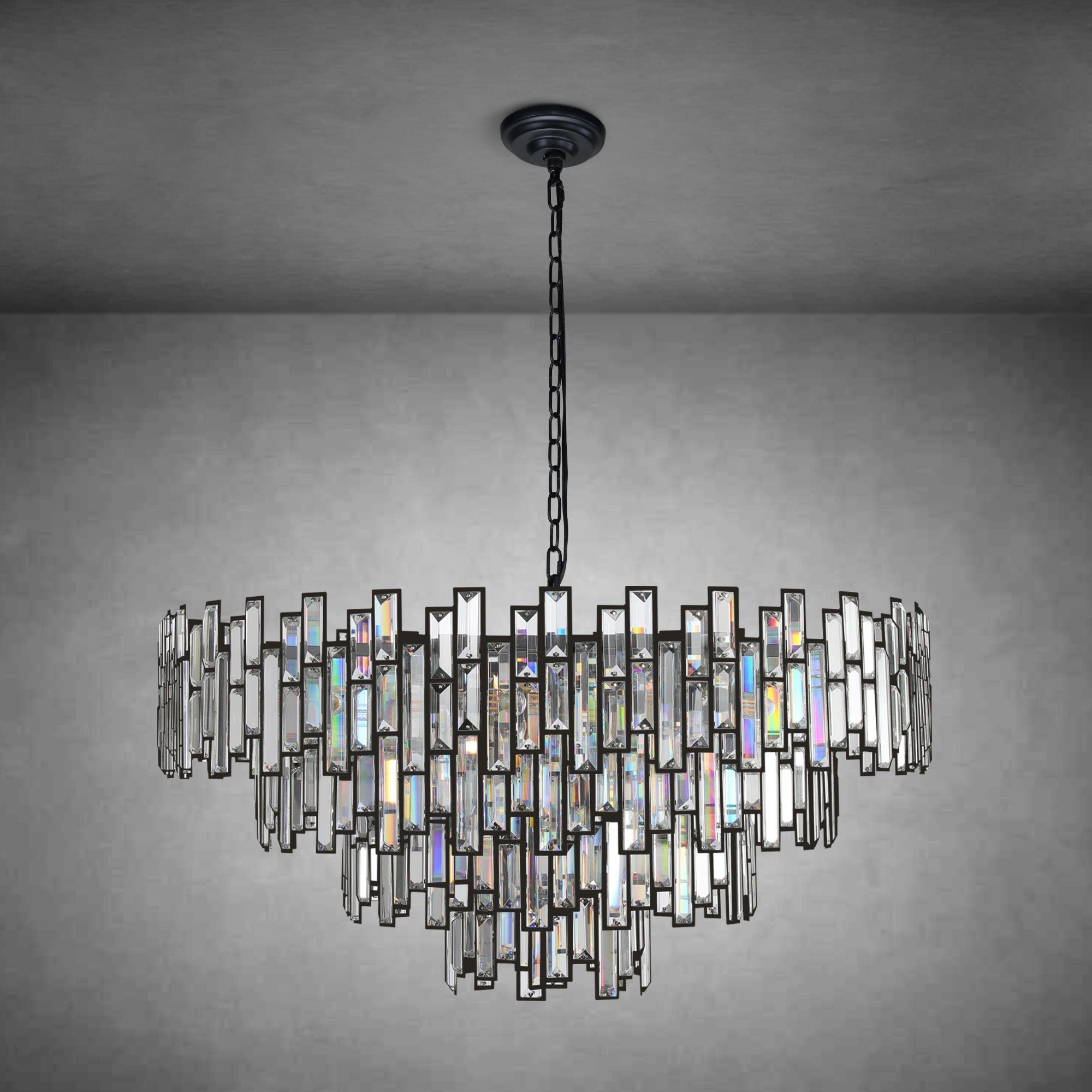 Modern Round K9 Crystal Chandelier - Gold31.5inchBlushlighting