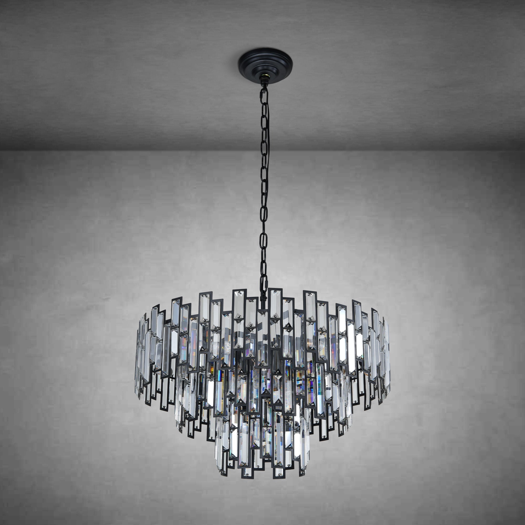 Modern Round K9 Crystal Chandelier - Gold31.5inchBlushlighting