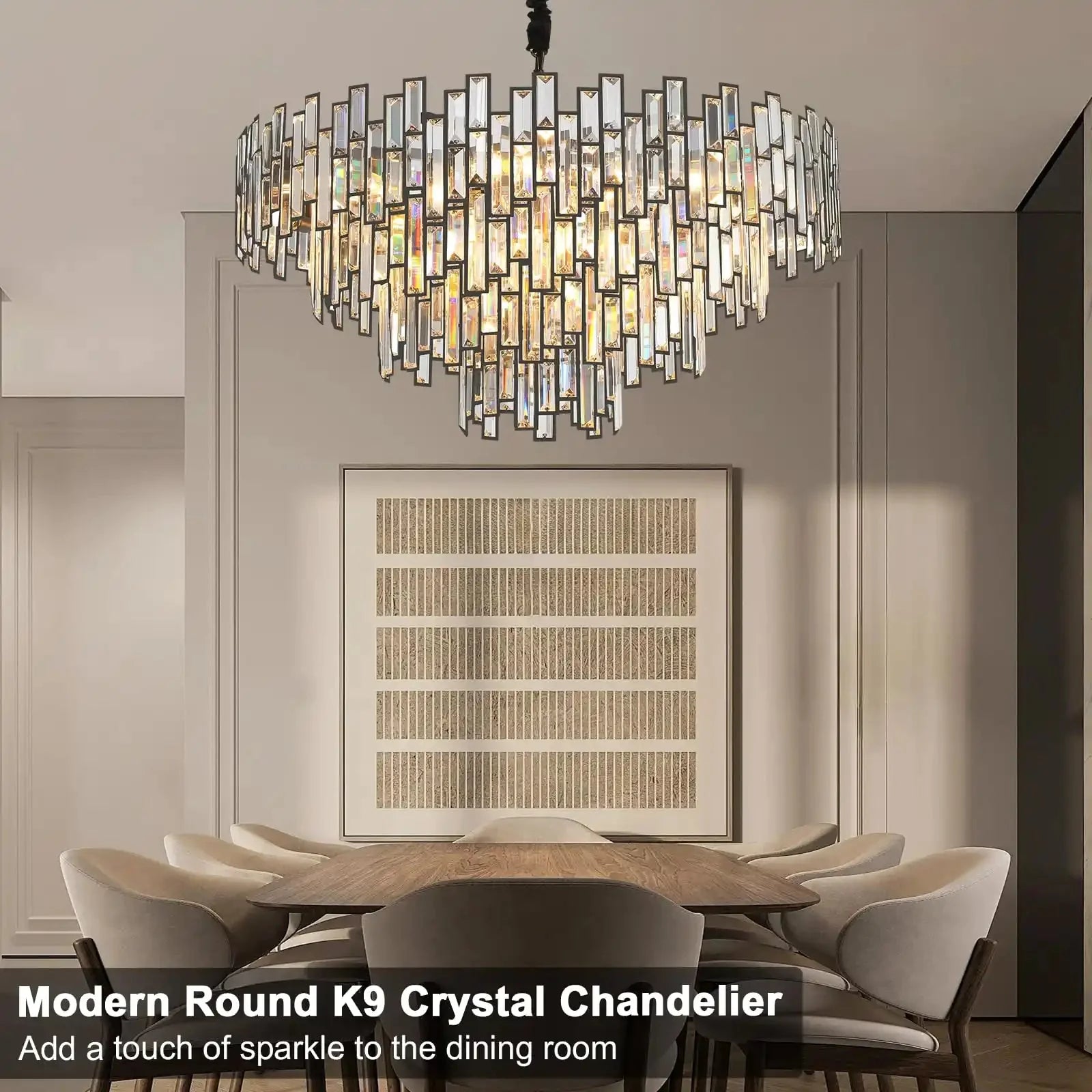 Modern Round Luxury K9 Crystal Chandelier for Dining Room Entryway Foyer - Blushlighting