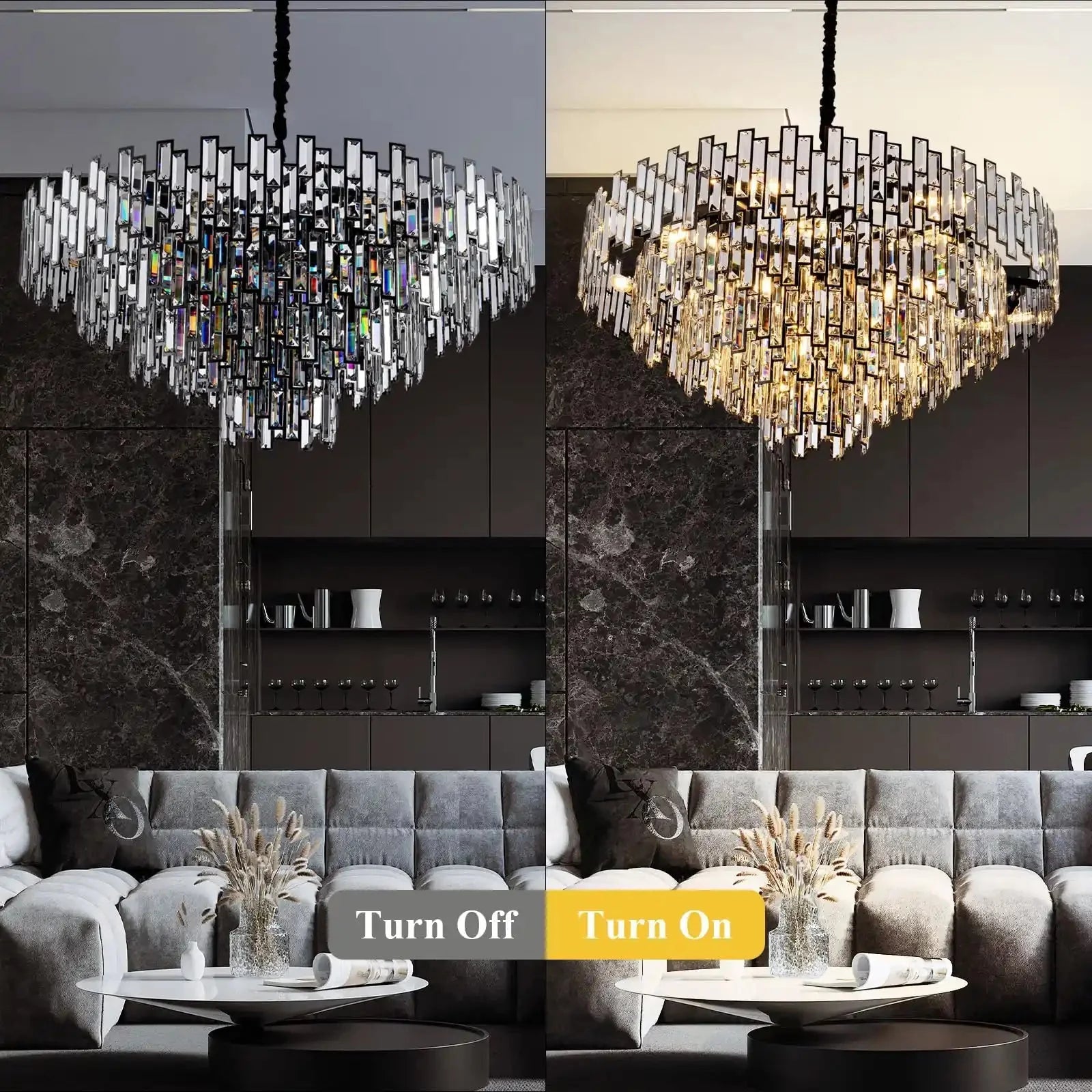 Modern Round Luxury K9 Crystal Chandelier for Dining Room Entryway Foyer - 38.5 inchBlushlighting