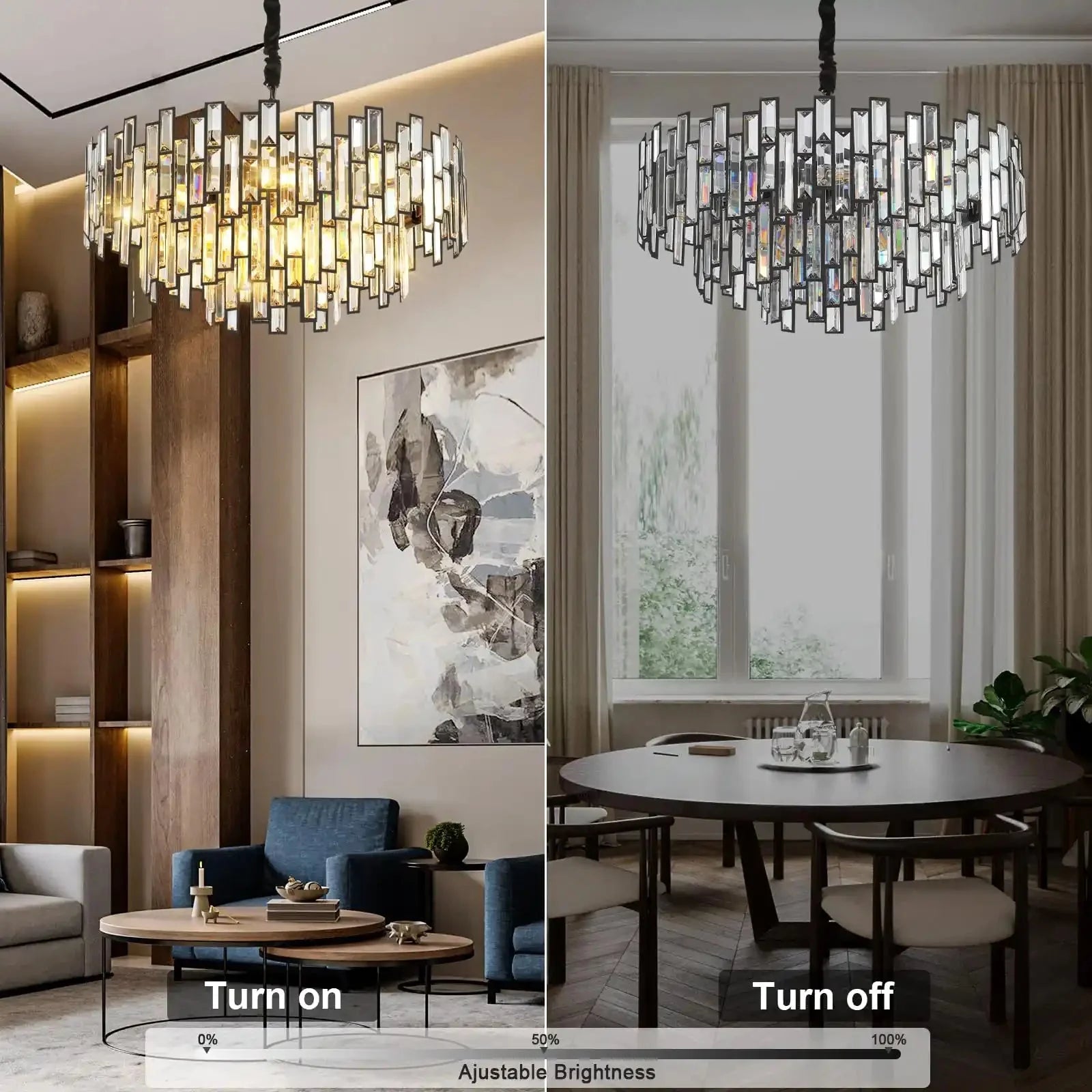 Modern Round Luxury K9 Crystal Chandelier for Dining Room Entryway Foyer - 38.5 inchBlushlighting