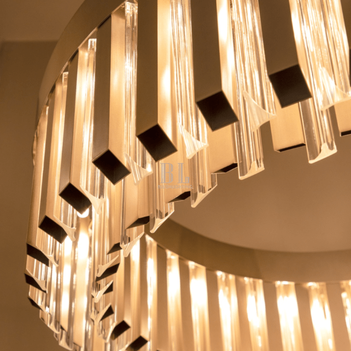 Modern Round Metal Crystal Chandelier for Dining Room/Bedroom - D39.4"*H13.78"(D100cm*H35cm)GoldBlushlighting
