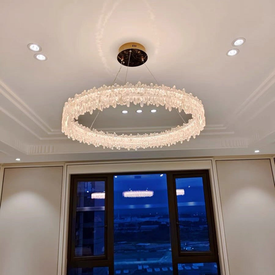 Modern Round Natural Stone Crystal Chandelier - D23.6"*H4.72"(D60cm*H12cm)Blushlighting
