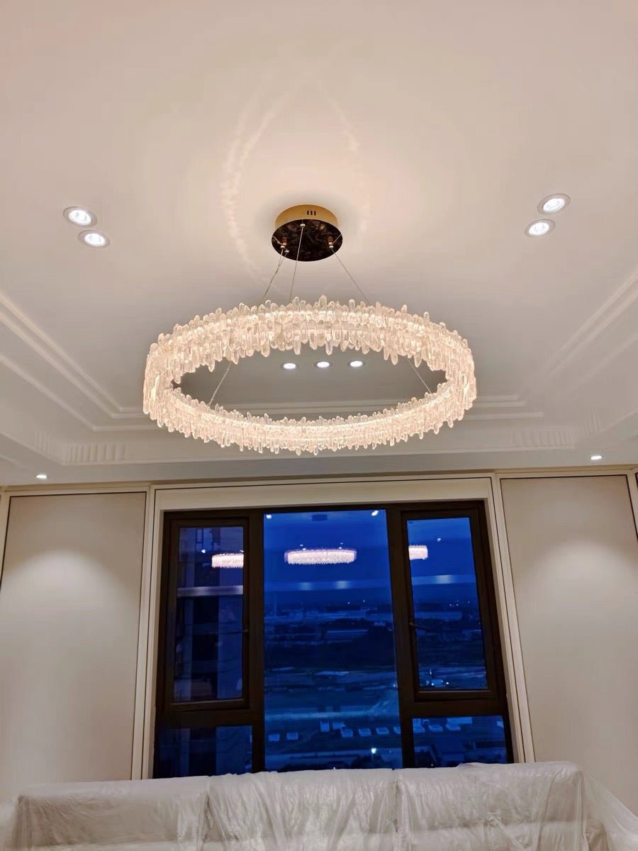 Modern Round Natural Stone Crystal Chandelier - D23.6"*H4.72"(D60cm*H12cm)Blushlighting