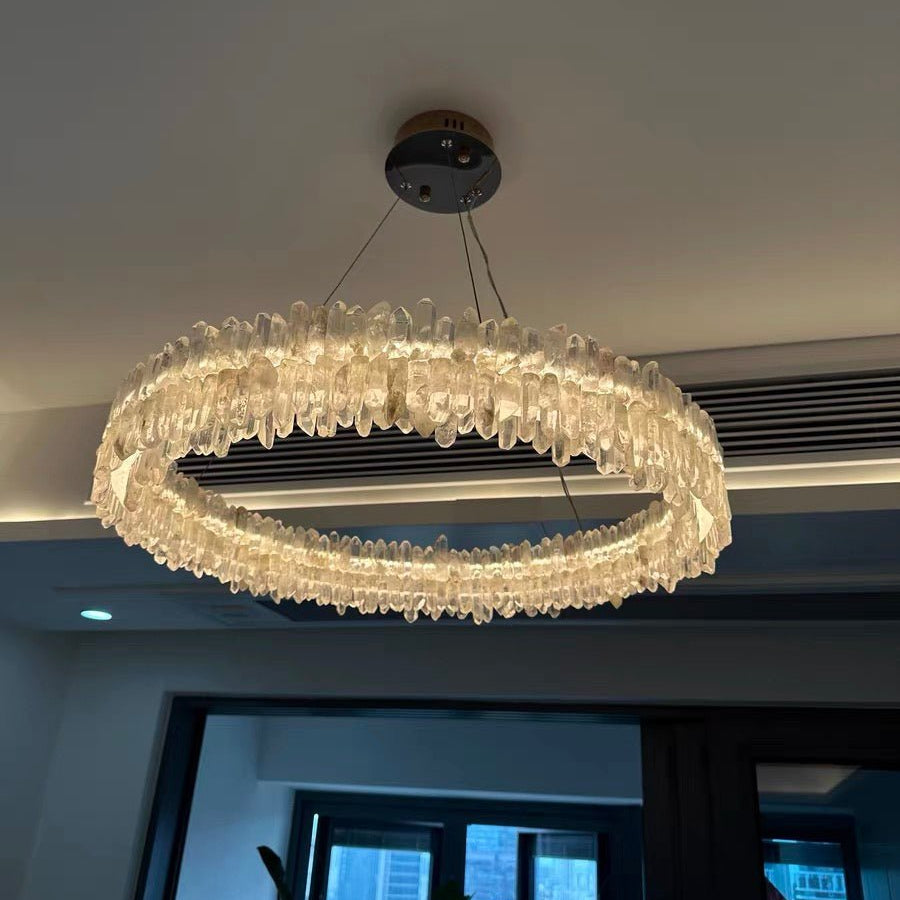 Modern Round Natural Stone Crystal Chandelier - D23.6"*H4.72"(D60cm*H12cm)Blushlighting