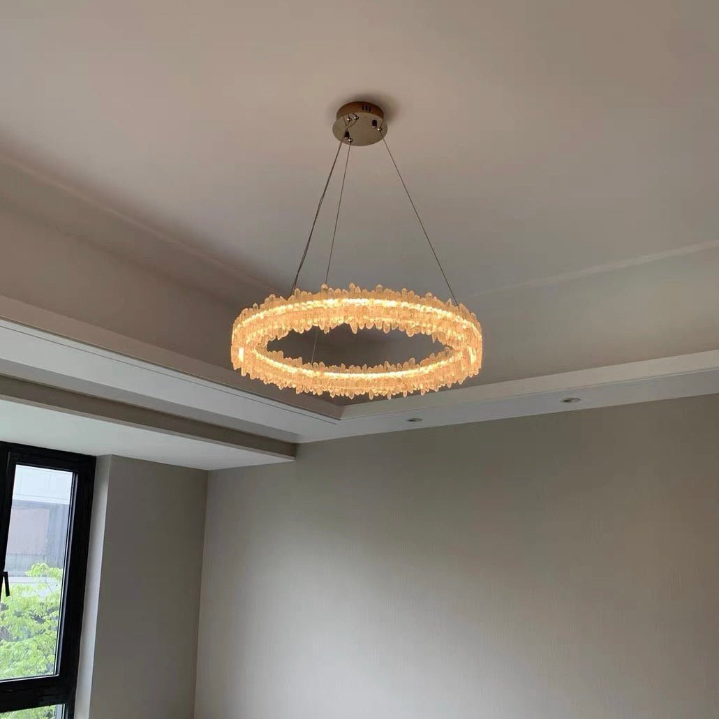Modern Round Natural Stone Crystal Chandelier - D23.6"*H4.72"(D60cm*H12cm)Blushlighting