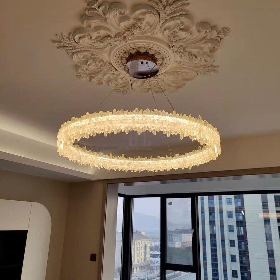 Modern Round Natural Stone Crystal Chandelier - D23.6"*H4.72"(D60cm*H12cm)Blushlighting