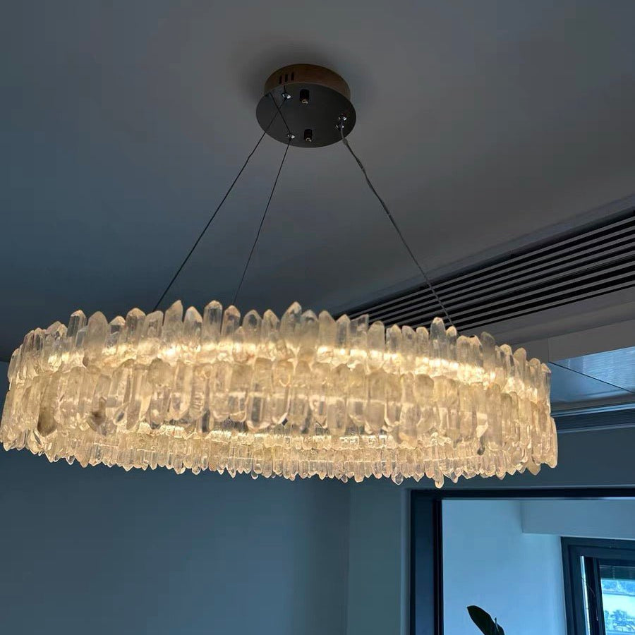 Modern Round Natural Stone Crystal Chandelier - D23.6"*H4.72"(D60cm*H12cm)Blushlighting
