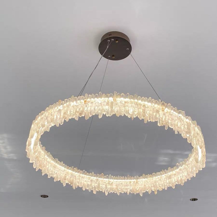 Modern Round Natural Stone Crystal Chandelier - D23.6"*H4.72"(D60cm*H12cm)Blushlighting