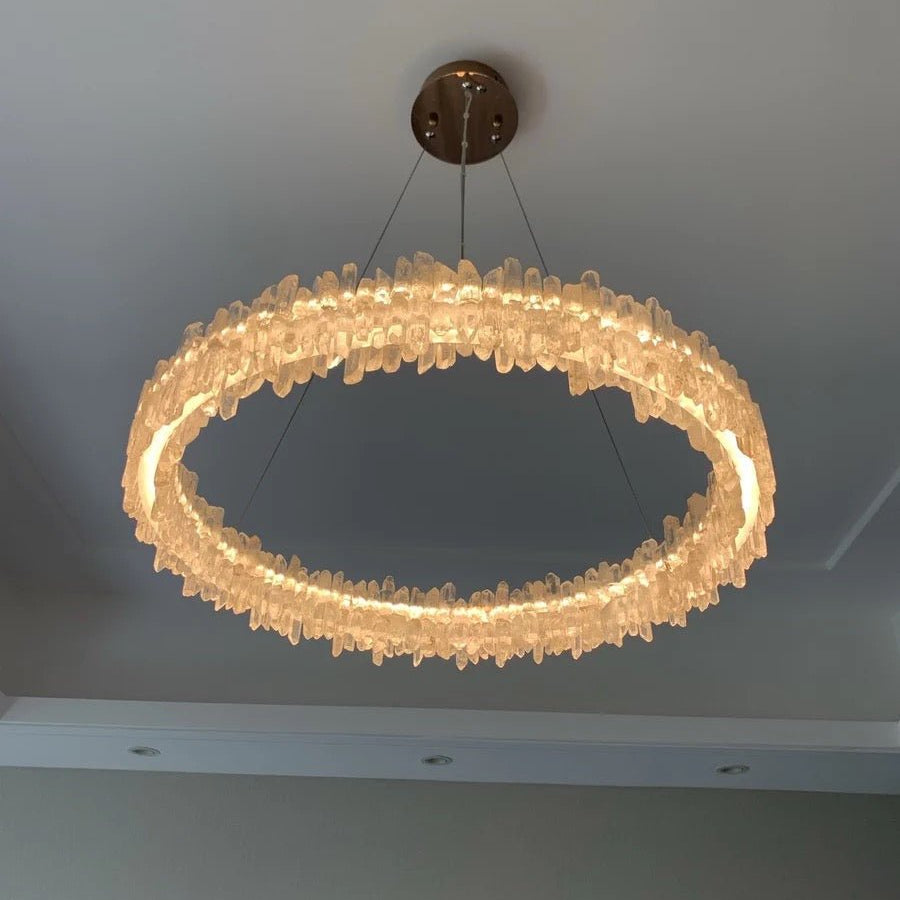 Modern Round Natural Stone Crystal Chandelier - D23.6"*H4.72"(D60cm*H12cm)Blushlighting