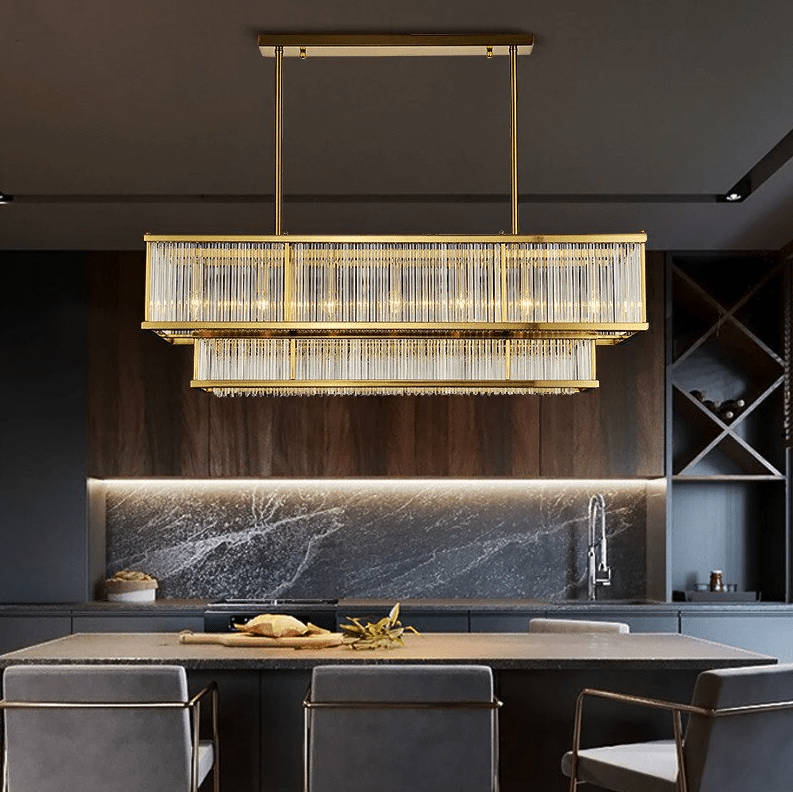 Modern Round/Rectangular Glass Rods Chandelier - Rectangular/L59.1"*H11.8"Warm LightBlushlighting