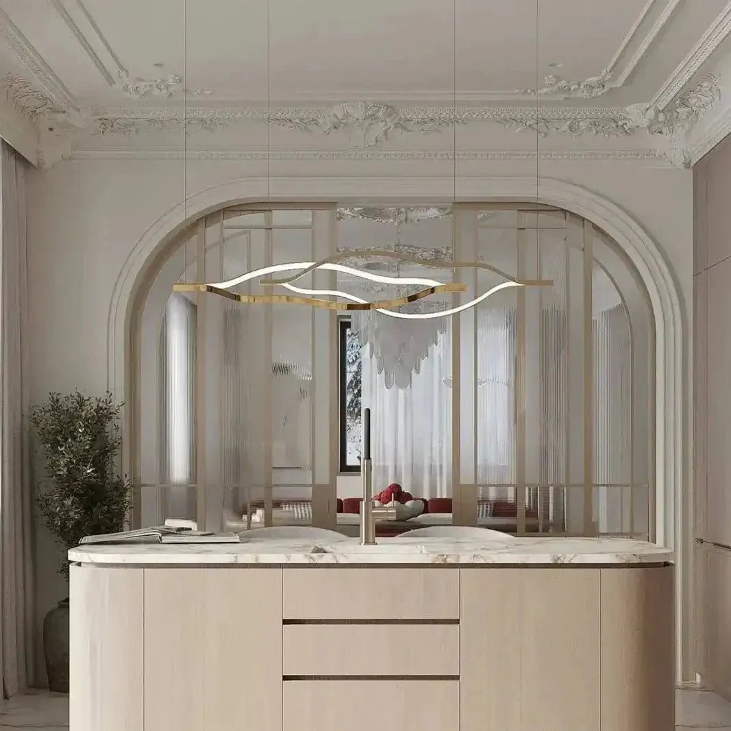 Modern Simple Aluminum Waving Chandelier - L31.5"*W2"*H11.8" singleWarm LightBlushlighting