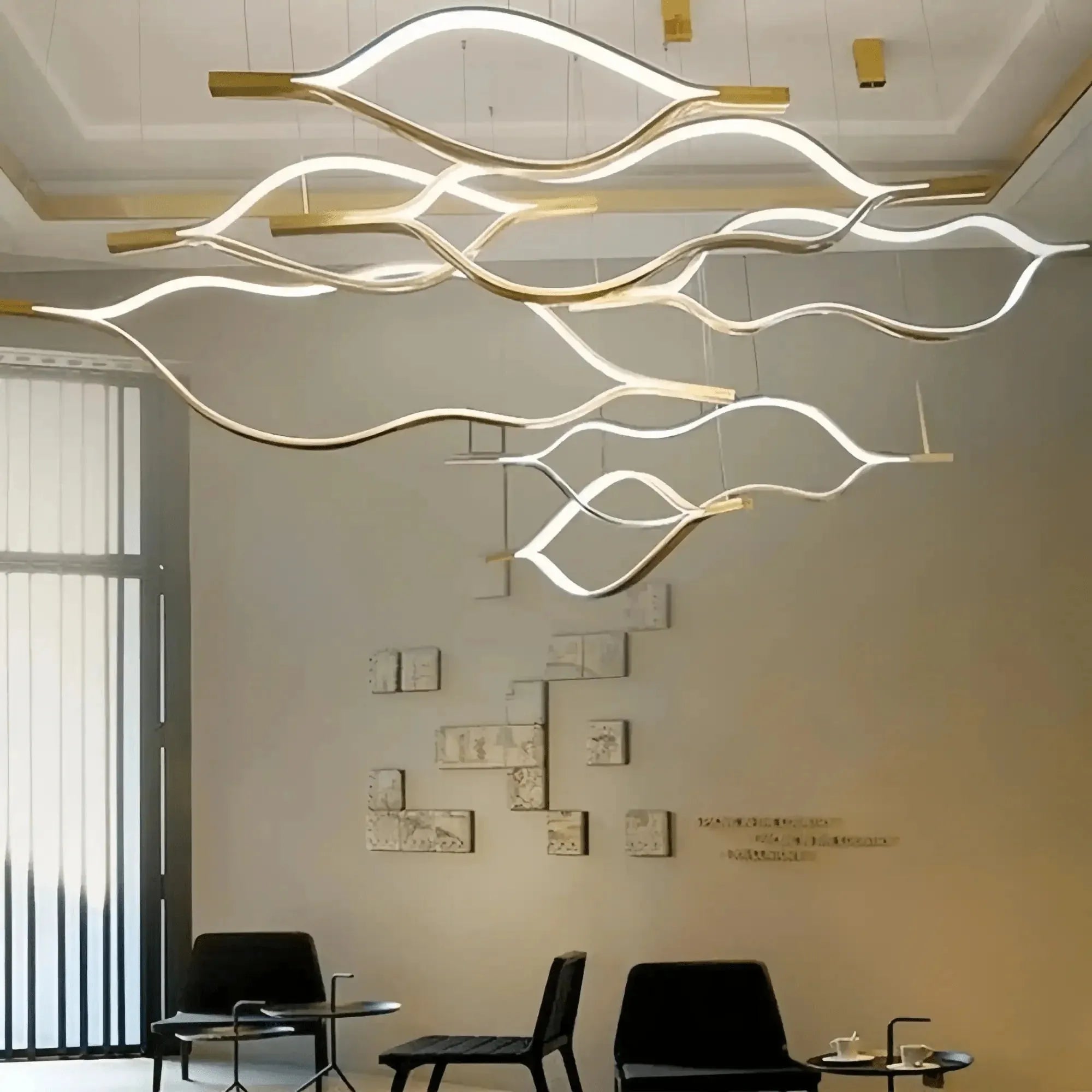 Modern Simple Aluminum Waving Chandelier - L31.5"*W2"*H11.8" singleWarm LightBlushlighting