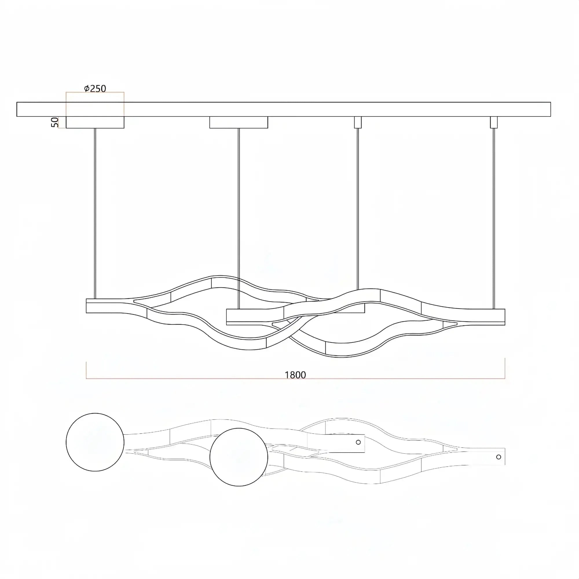Modern Simple Aluminum Waving Chandelier - L31.5"*W2"*H11.8" singleWarm LightBlushlighting