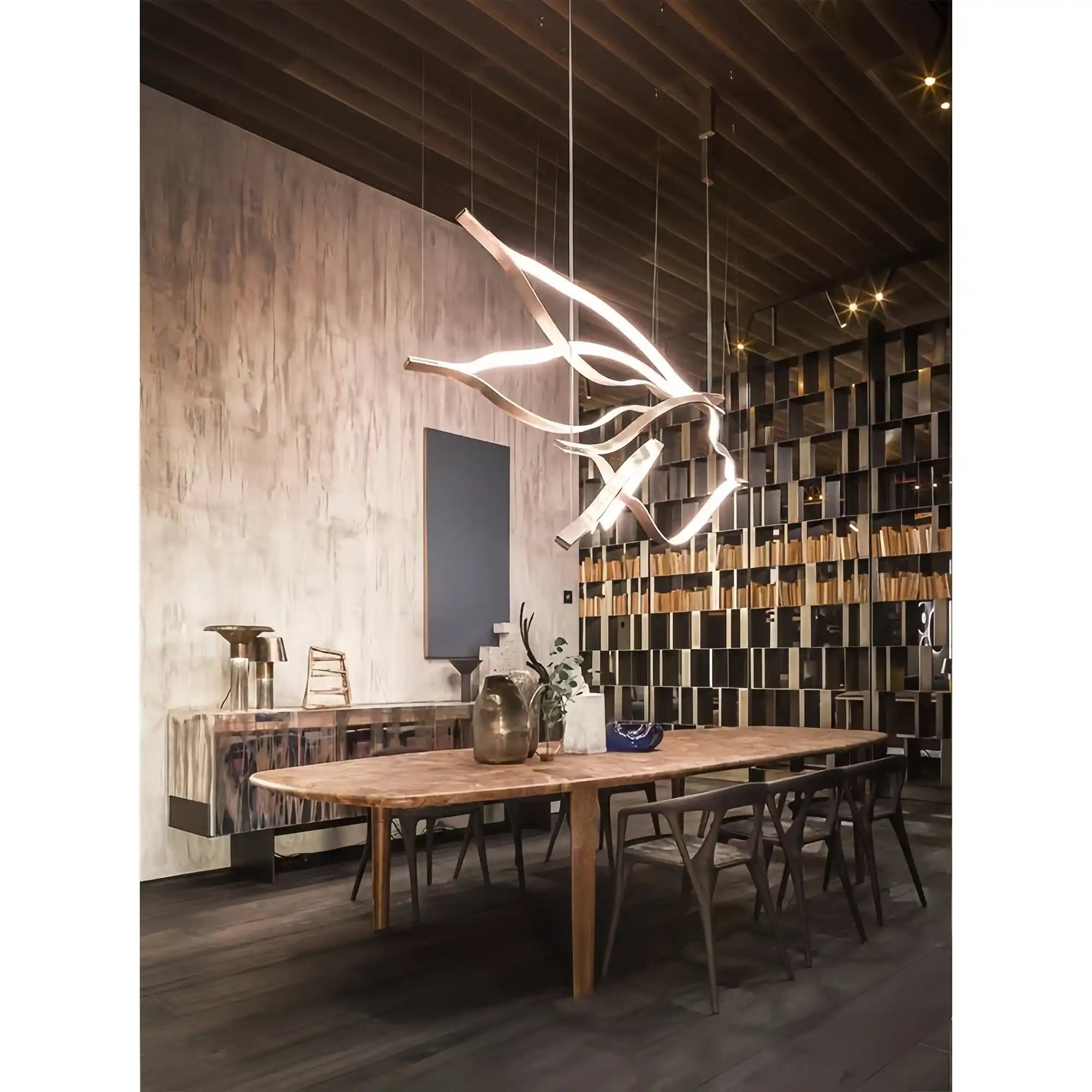 Modern Simple Aluminum Waving Chandelier - Blushlighting