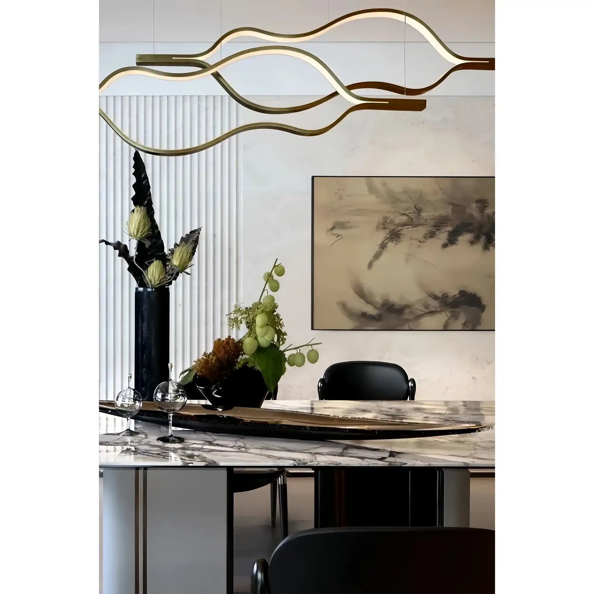 Modern Simple Aluminum Waving Chandelier - Blushlighting