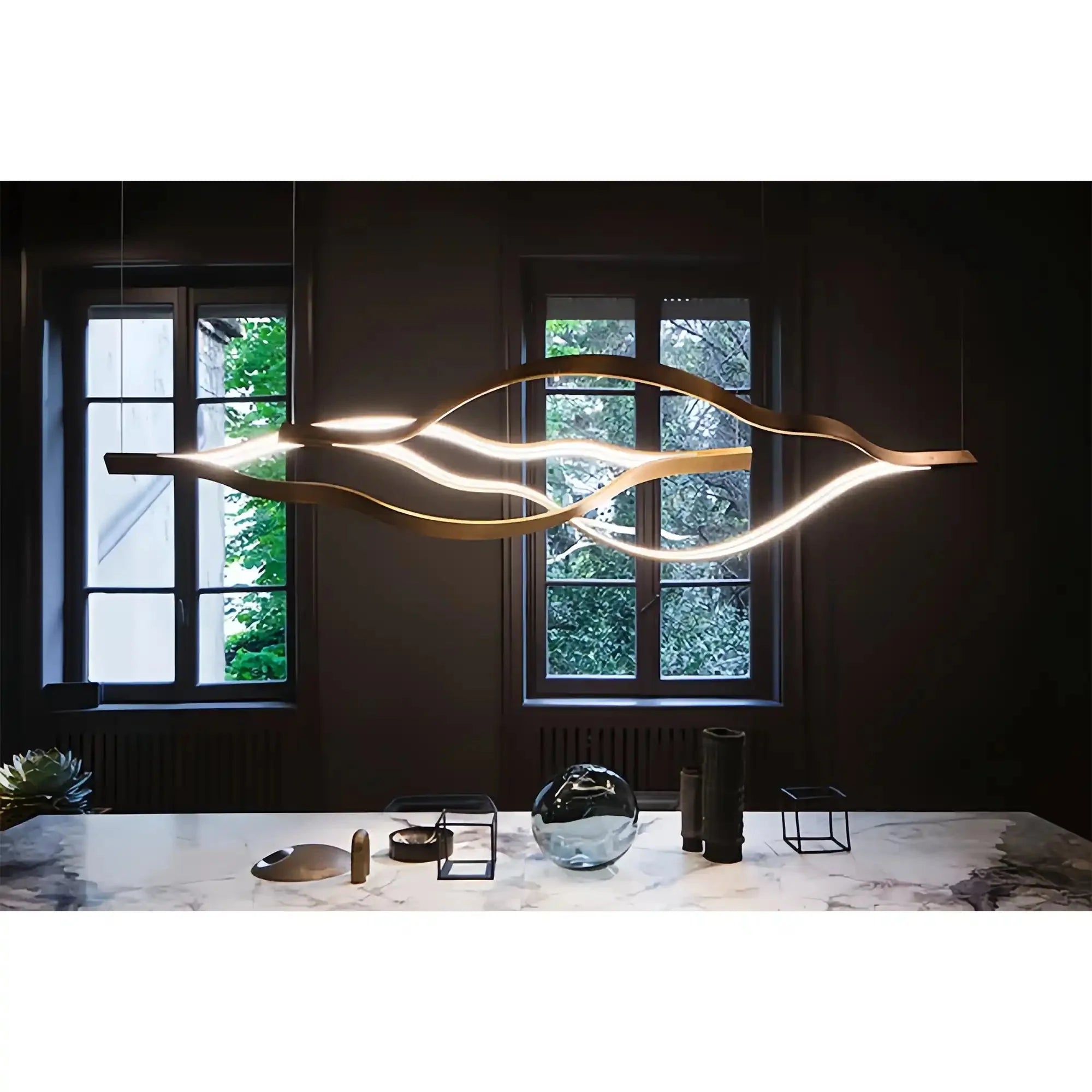 Modern Simple Aluminum Waving Chandelier - Blushlighting