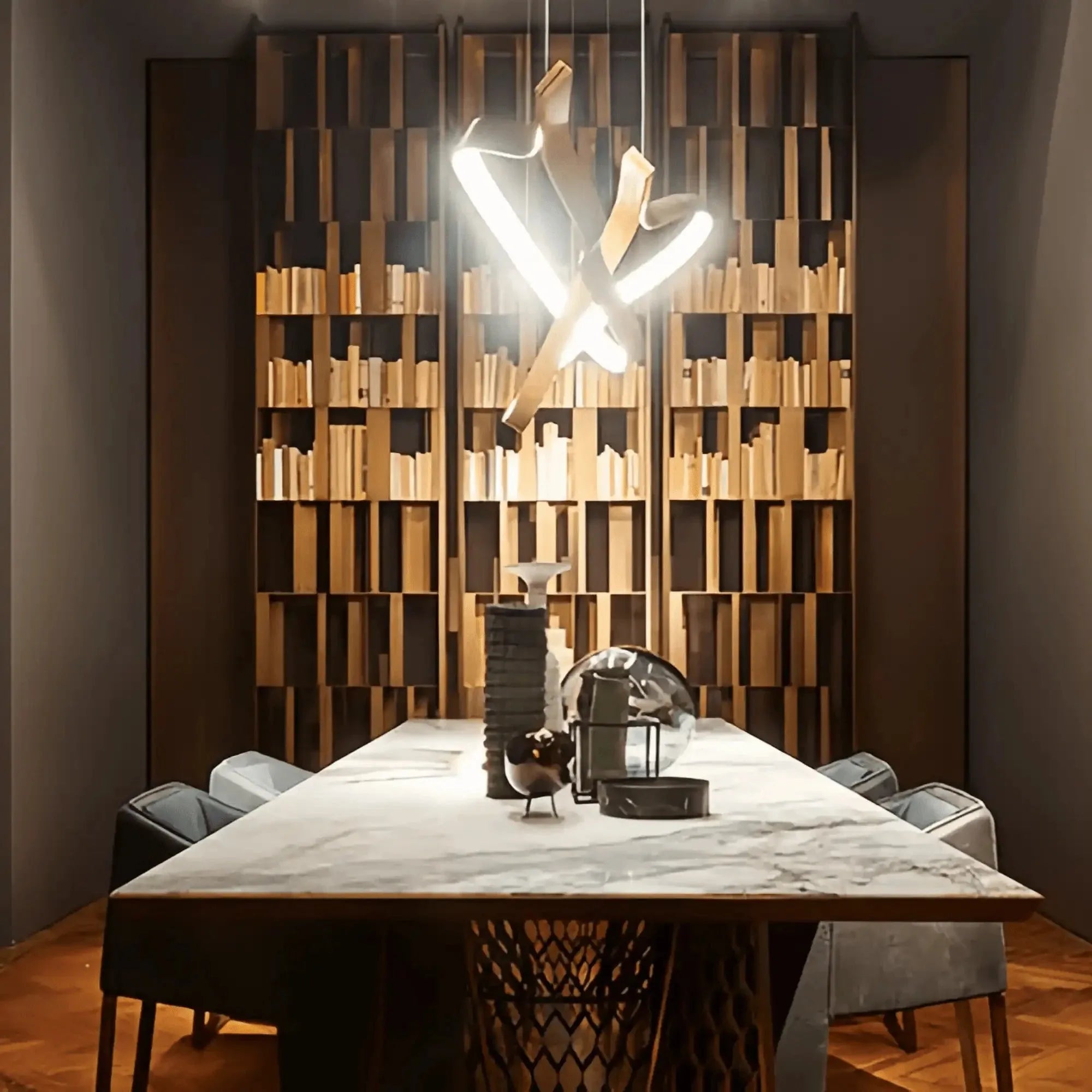 Modern Simple Aluminum Waving Chandelier - L31.5"*W2"*H11.8" singleWarm LightBlushlighting