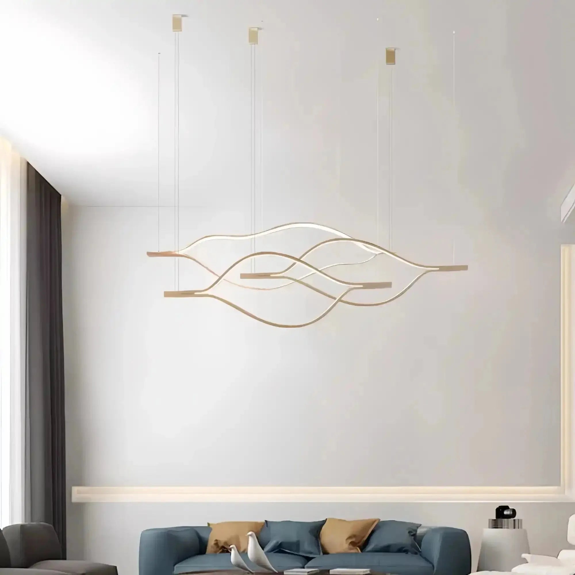 Modern Simple Aluminum Waving Chandelier - L31.5"*W2"*H11.8" singleWarm LightBlushlighting