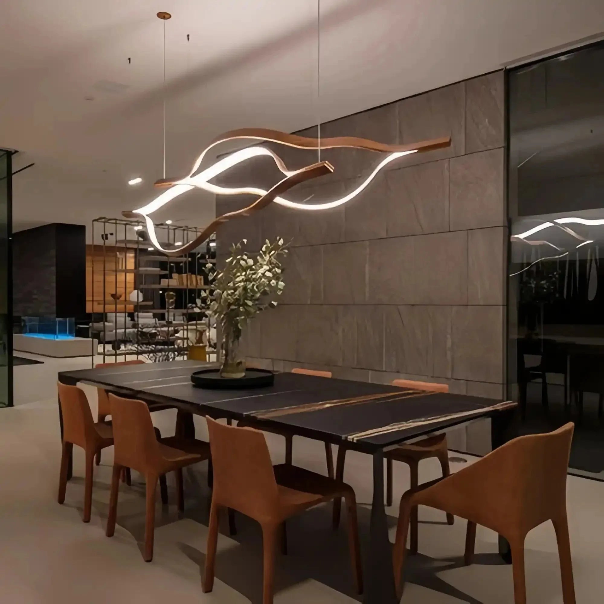 Modern Simple Aluminum Waving Chandelier - L31.5"*W2"*H11.8" singleWarm LightBlushlighting