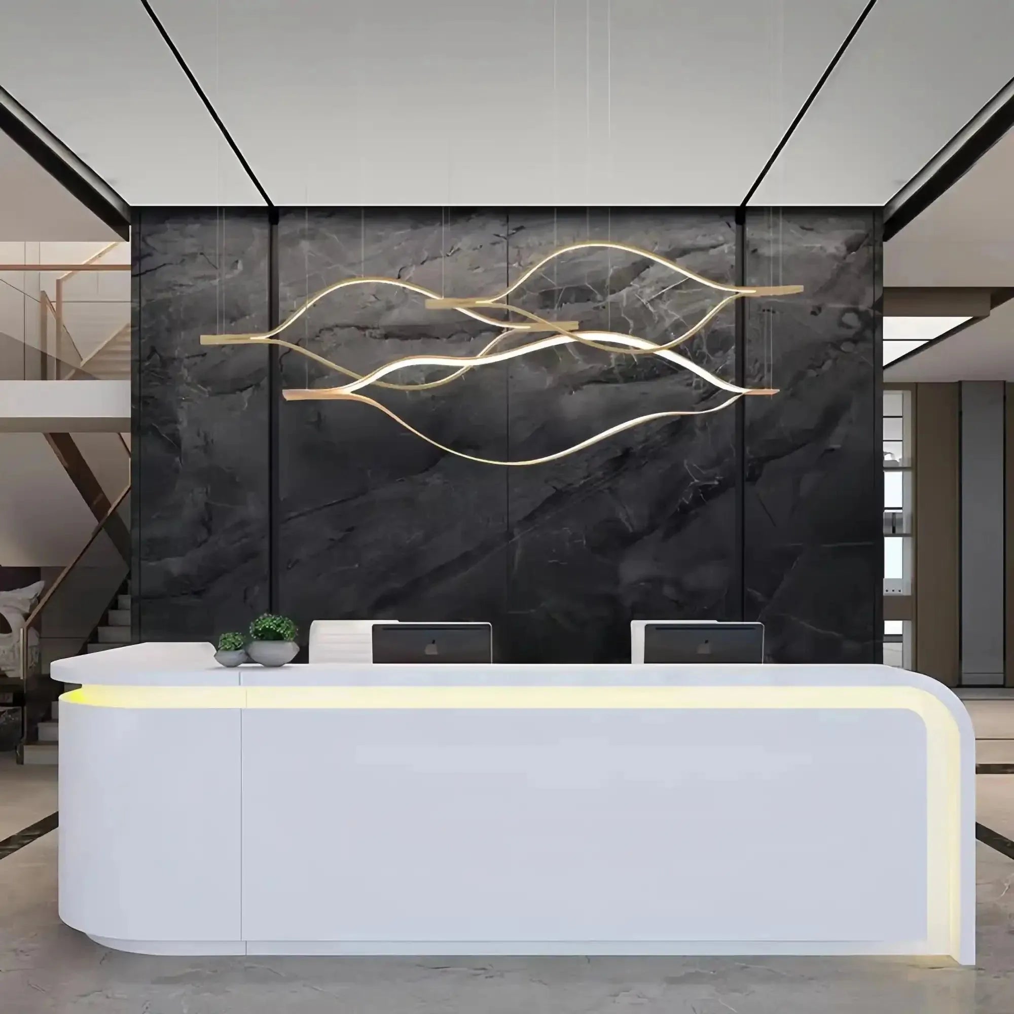 Modern Simple Aluminum Waving Chandelier - Blushlighting
