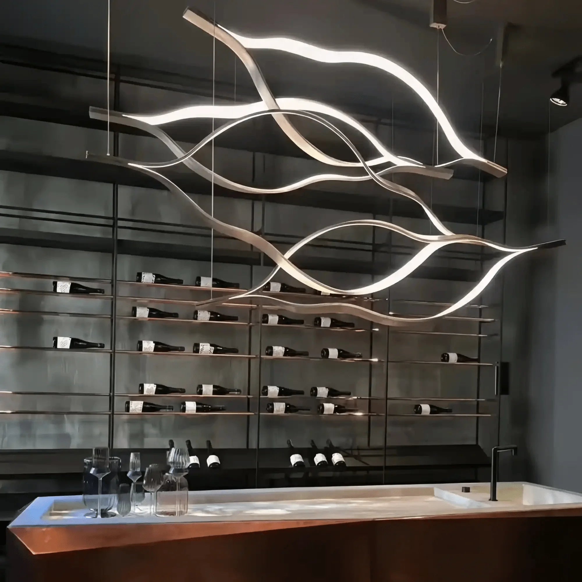 Modern Simple Aluminum Waving Chandelier - Blushlighting