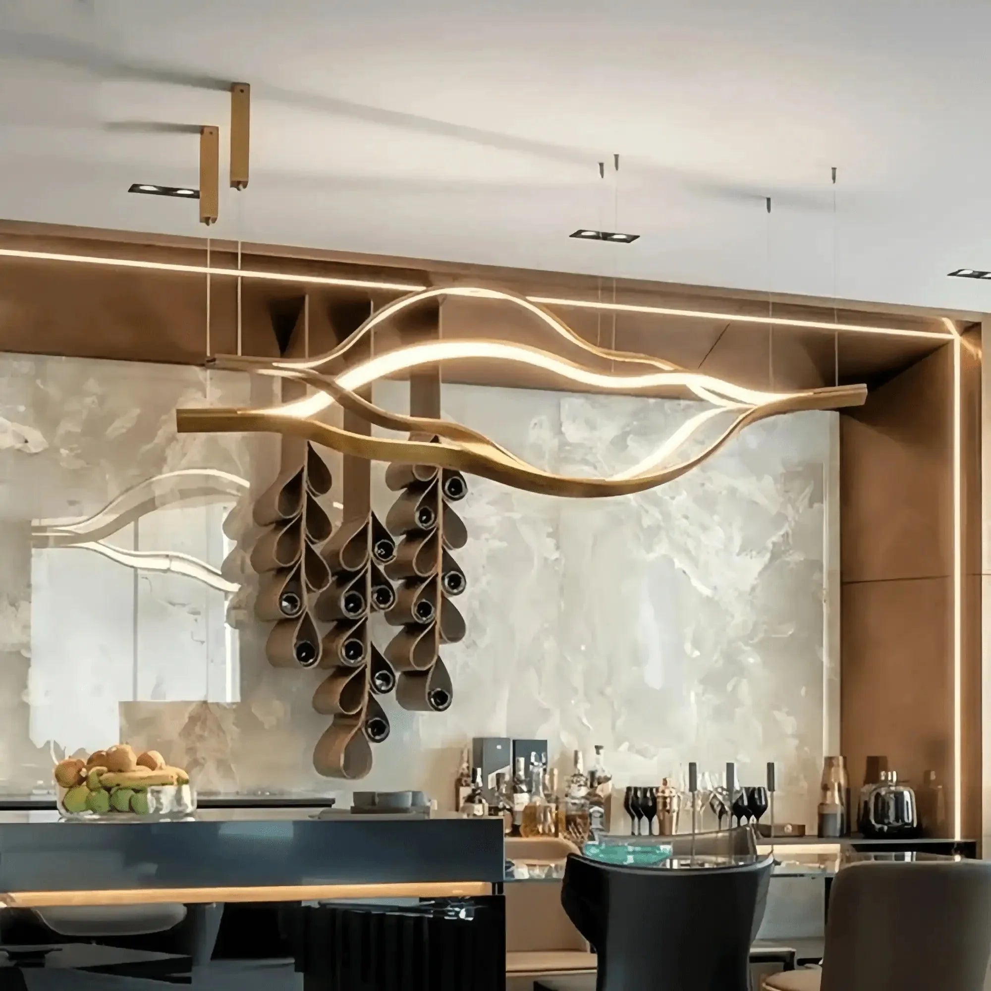 Modern Simple Aluminum Waving Chandelier - Blushlighting