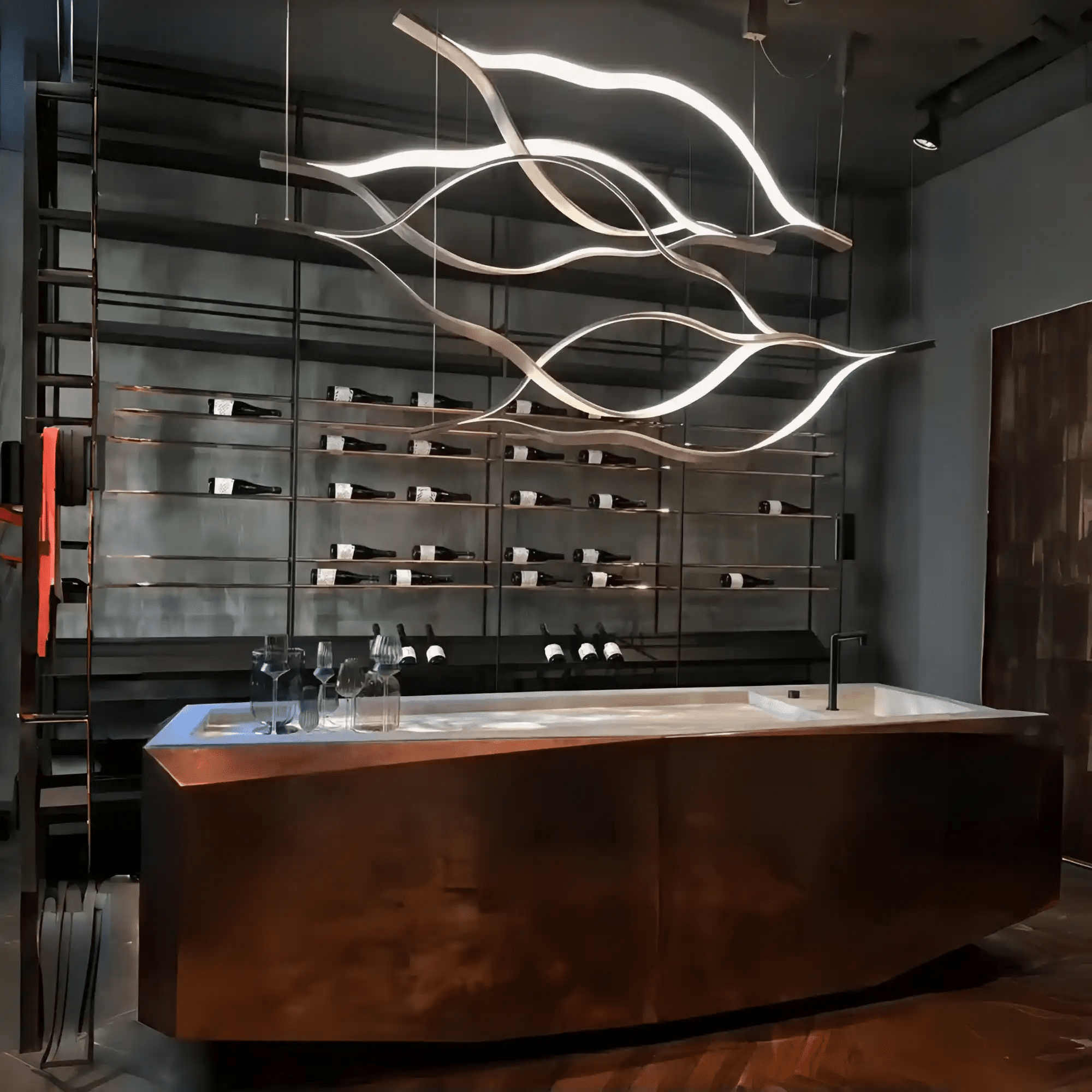 Modern Simple Brass Waving Chandelier for Living/Dining Room/Kitchen Island - 3 crossed pendant: L31.5"+L39.4"+L47.2"ChromeWarm LightBlushlighting