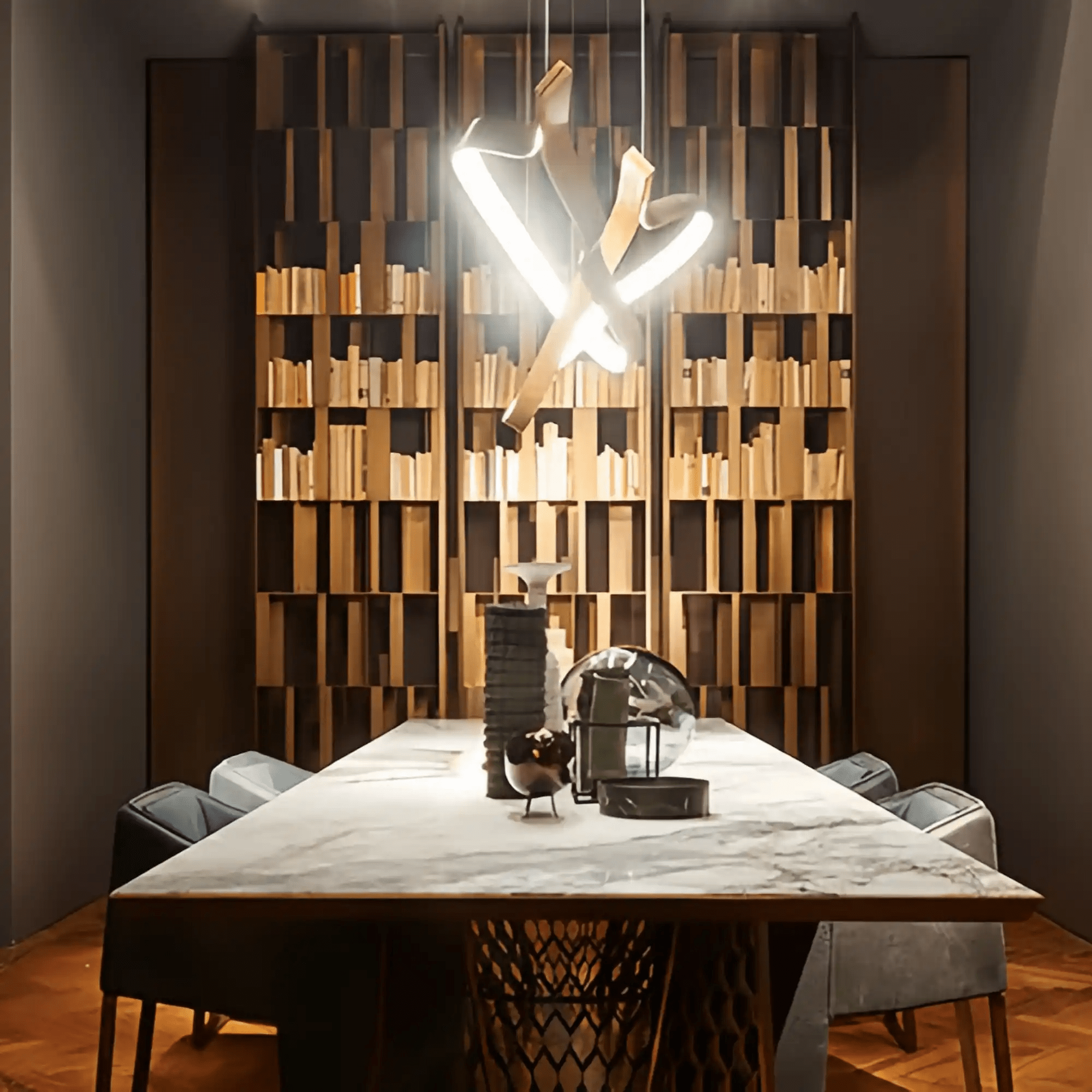 Modern Simple Brass Waving Chandelier for Living/Dining Room/Kitchen Island - 2 crossed pendant: L39.4"+L47.2"/17kgWoodWarm LightBlushlighting