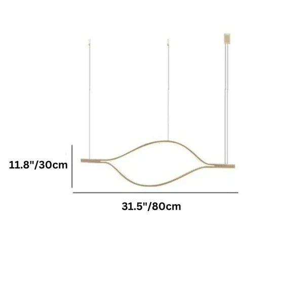 Modern Simple Brass Waving Chandelier for Living/Dining Room/Kitchen Island - L31.5"*W2.2"*H11.8"GoldWarm LightBlushlighting