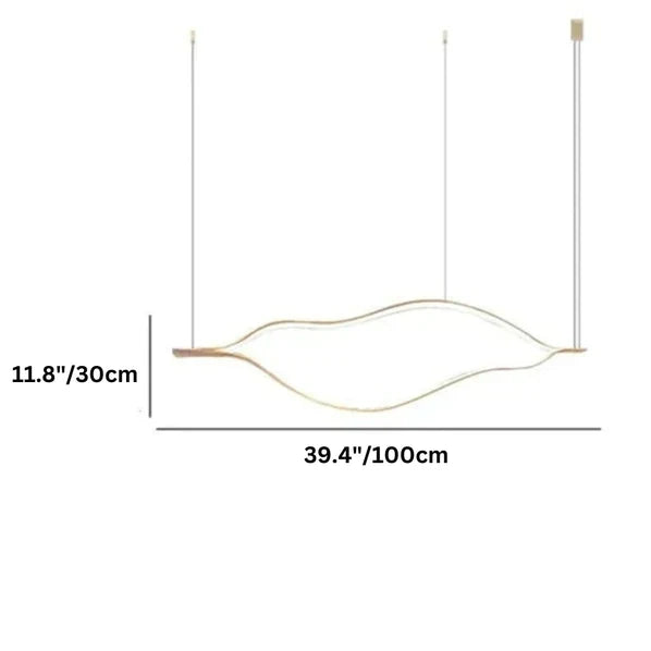 Modern Simple Brass Waving Chandelier for Living/Dining Room/Kitchen Island-Chandeliers-Blush-Lighting-L31.5"*W2.2"*H11.8"-Wood-Warm Light