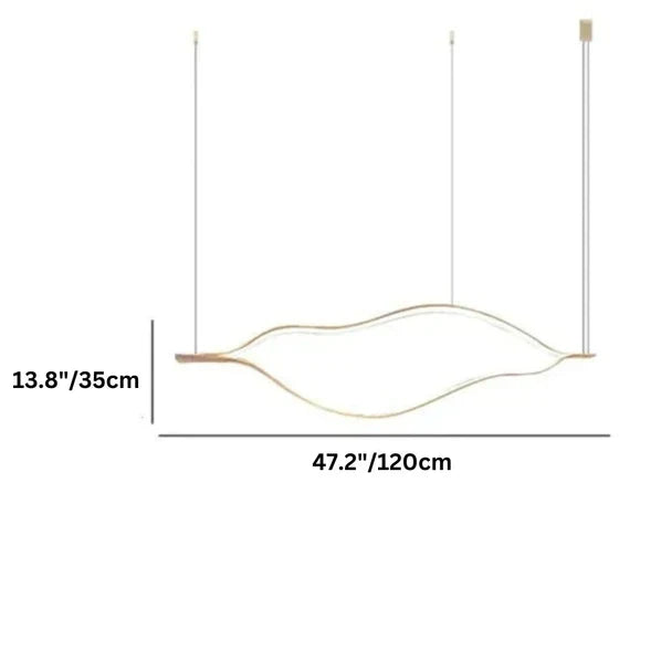 Modern Simple Brass Waving Chandelier for Living/Dining Room/Kitchen Island-Chandeliers-Blush-Lighting-L31.5"*W2.2"*H11.8"-Wood-Warm Light