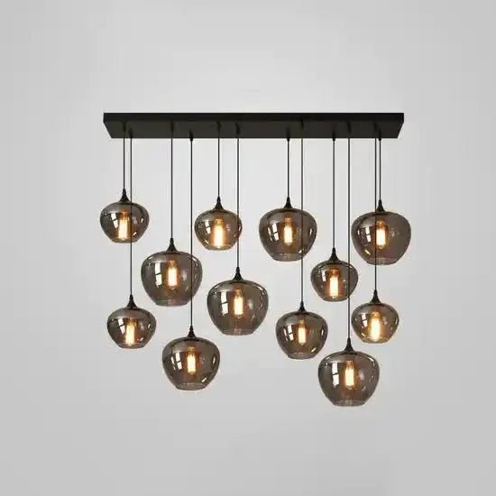 Modern Smoke Gray Glass Lamp Designer Chandelier - L47.2"*W11.8"*H39.4"/ LED*6Rectangular CanopyWarm LightBlushlighting