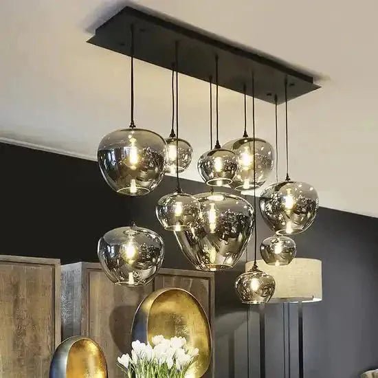 Modern Smoke Gray Glass Lamp Designer Chandelier - L47.2"*W11.8"*H39.4"/ LED*6Rectangular CanopyWarm LightBlushlighting