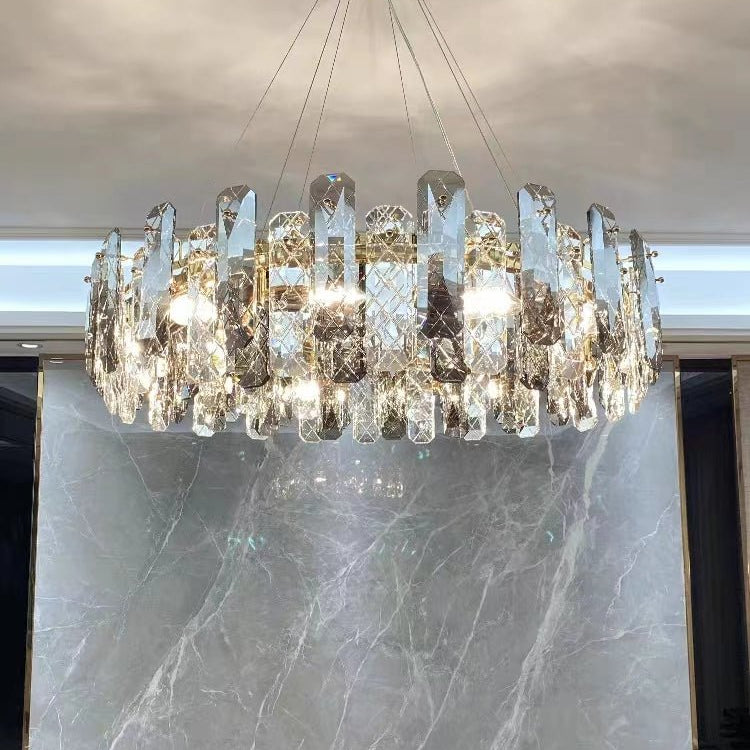 Modern Smoky Gray Crystal Chandelier Gleamy Light Fixture for Living/Dining Room/ Bedroom/ Home Office-Chandeliers-Blushlighting-Blushlighting