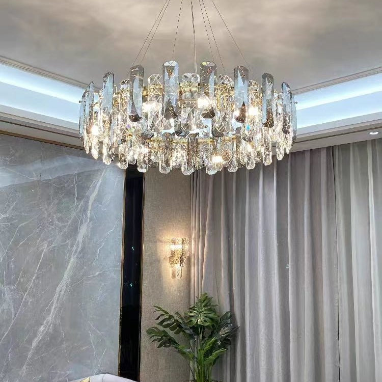 Modern Smoky Gray Crystal Chandelier Gleamy Light Fixture for Living/Dining Room/ Bedroom/ Home Office-Chandeliers-Blushlighting-Blushlighting