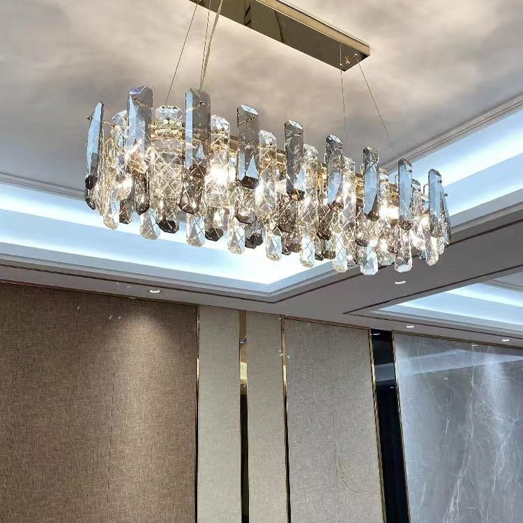 Modern Smoky Gray Crystal Chandelier Gleamy Light Fixture for Living/Dining Room/ Bedroom/ Home Office-Chandeliers-Blushlighting-Blushlighting