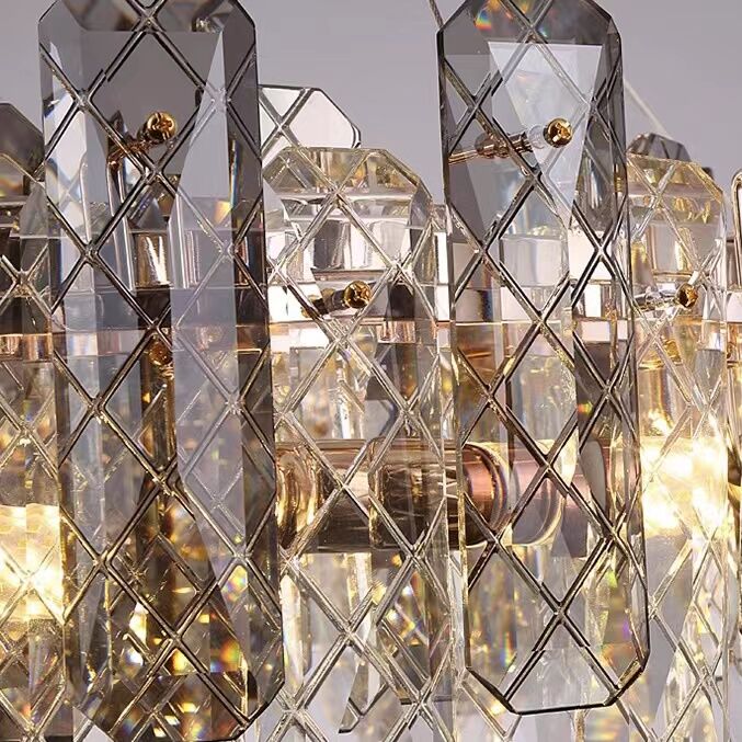 Modern Smoky Gray Crystal Chandelier Gleamy Light Fixture for Living/Dining Room/ Bedroom/ Home Office-Chandeliers-Blushlighting-Blushlighting