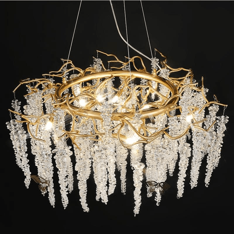 Modern Snowflake Crystal Branch Chandelier - 24" WBlushlighting
