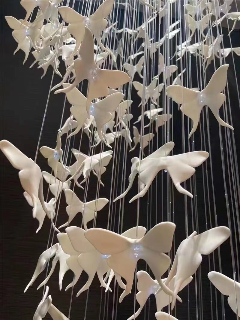 Modern Spiral Staircase Chandelier Ceiling Light Fixture for High Ceiling Living room/ Entryway - D 23.6" * H 118"Warm LightBlushlighting