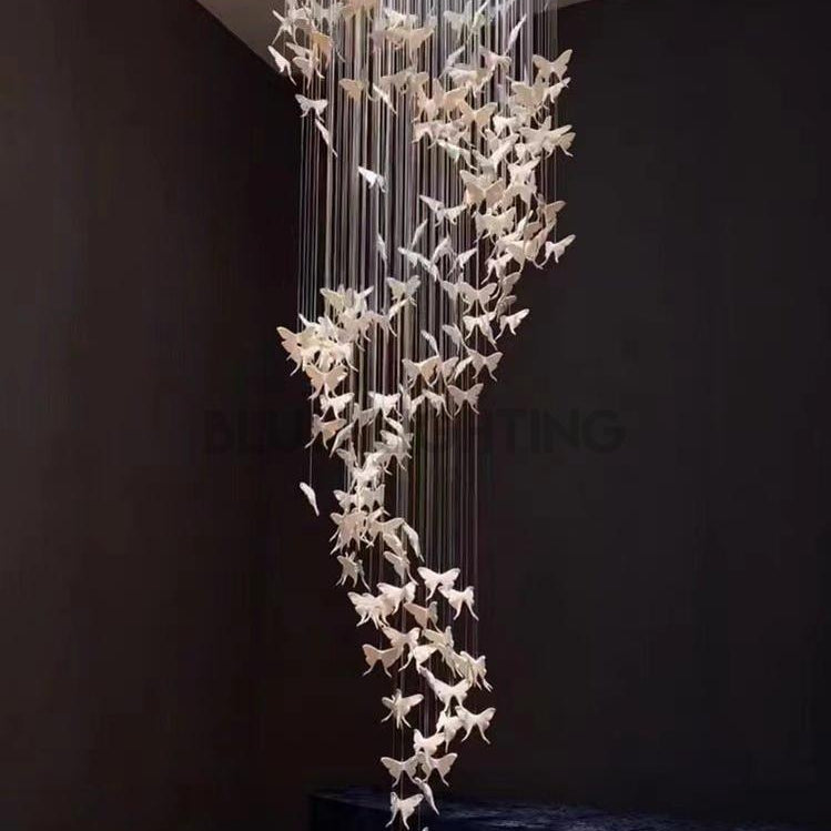 Modern Spiral Staircase Chandelier Ceiling Light Fixture for High Ceiling Living room/ Entryway - D 23.6" * H 118"Warm LightBlushlighting