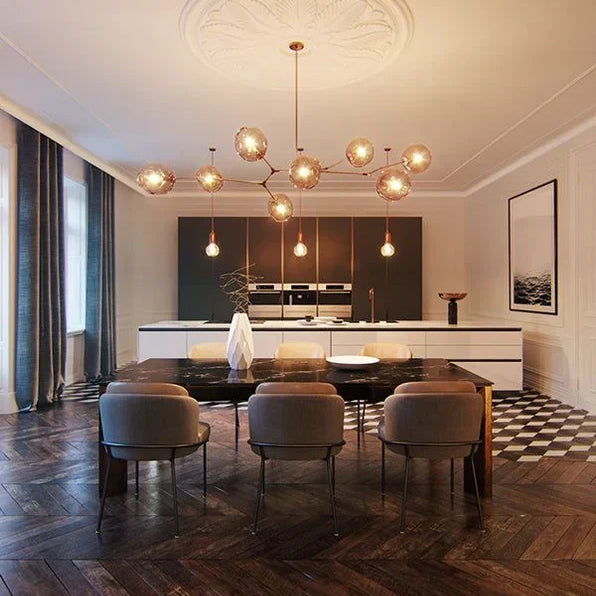 Modern Sputnik Smoky Gray/Amber Glass Branch Chandelier for Kitchen Island/Dining Room-Chandeliers-Blushlighting