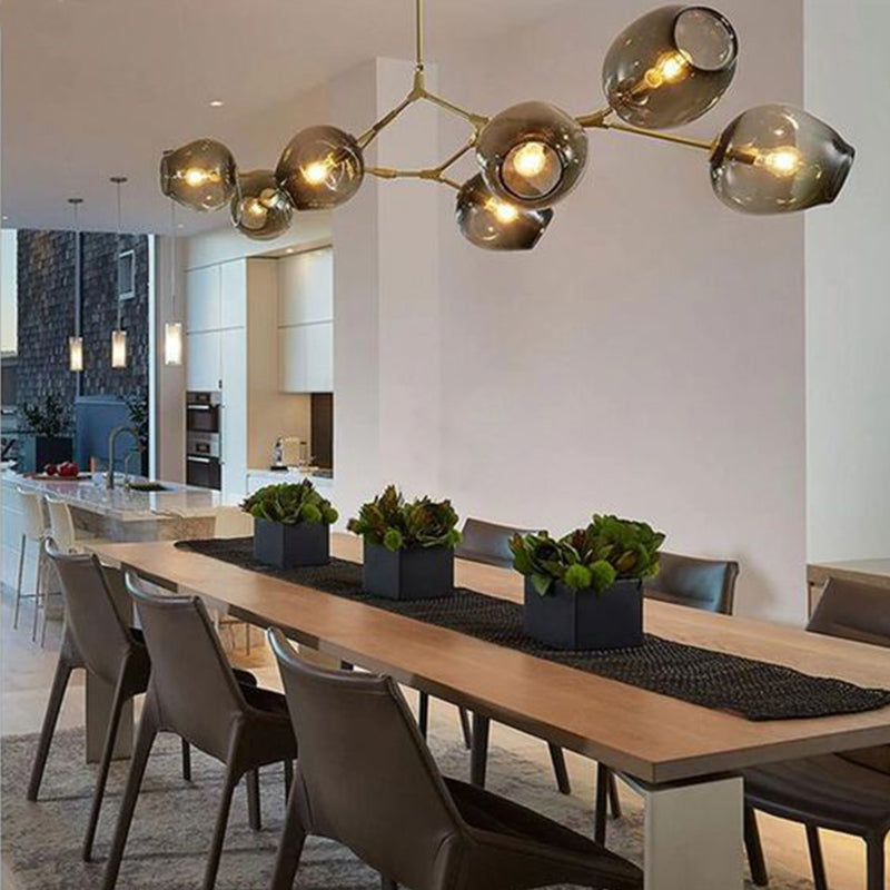 Modern Sputnik Smoky Gray/Amber Glass Branch Chandelier for Kitchen Island/Dining Room-Chandeliers-Blushlighting